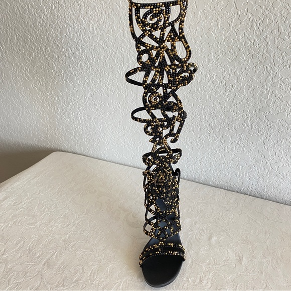 Rene Caovilla Scrolling Crystal Gladiator Sandals - Picture 11 of 16